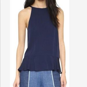 Diane von Furstenberg Navy Silk Halter Top S